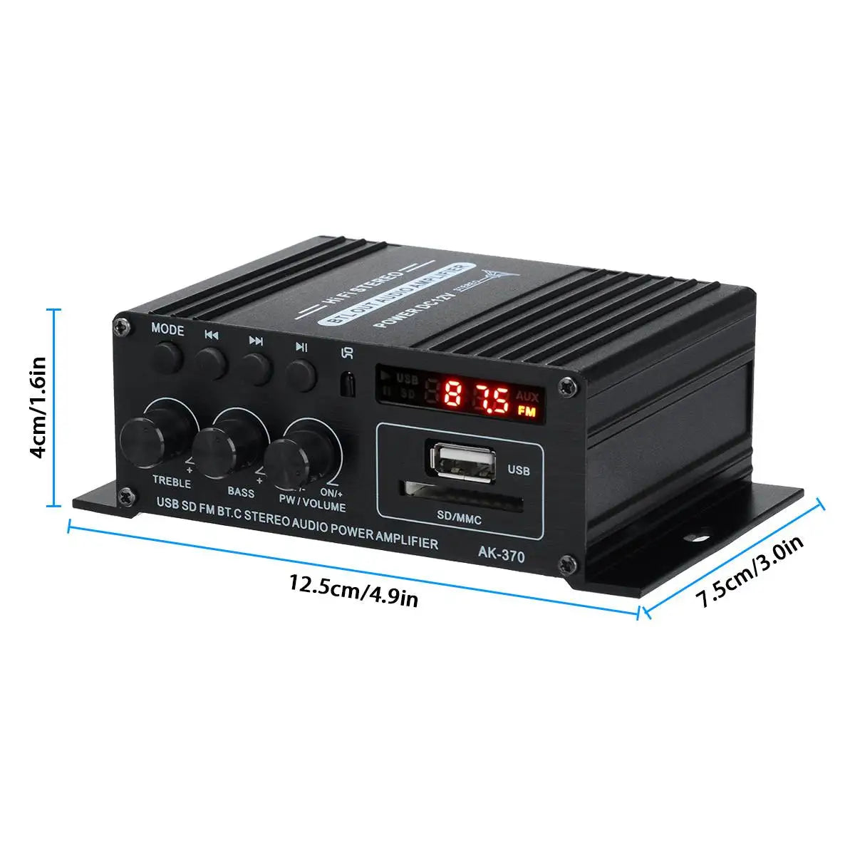 AK380 Power Amplifier Audio Karaoke Home Theater Amplifier 2 Channel Bluetooth USB/SD AUX