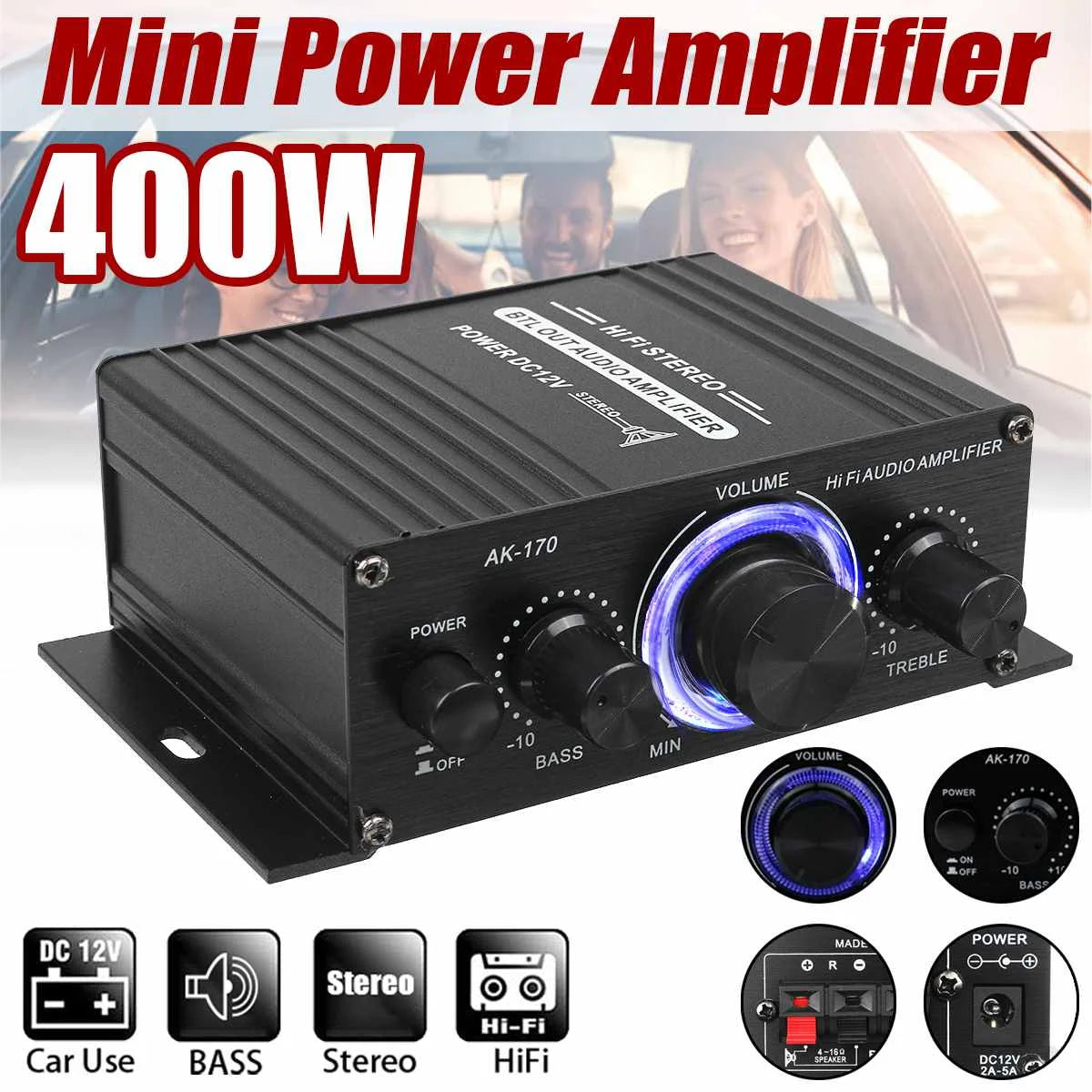 AK380 Power Amplifier Audio Karaoke Home Theater Amplifier 2 Channel Bluetooth USB/SD AUX