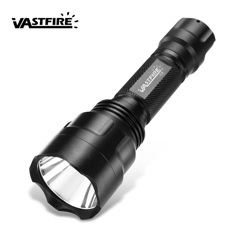 Tactical Hunting Flashlight 1 Mode Torch with Weaver Rail Scope Mount+18650 Battery+USB Charger