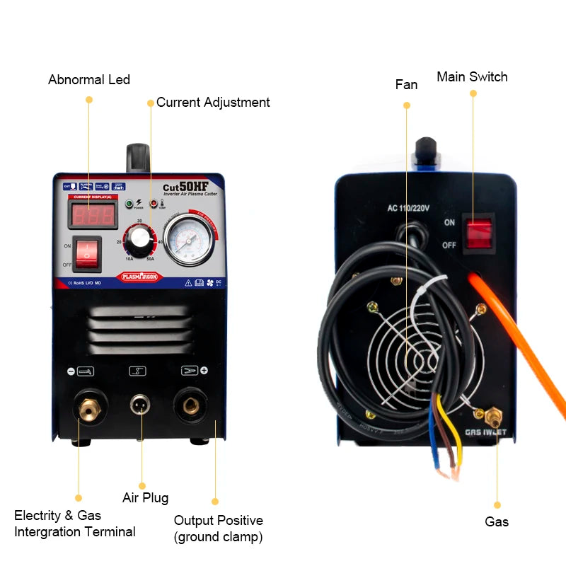 IGBT Plasma Cutter CUT50 Air Digital Inverter 110/220V Dual Voltage Hand Air Plasma/Thickness 12mm