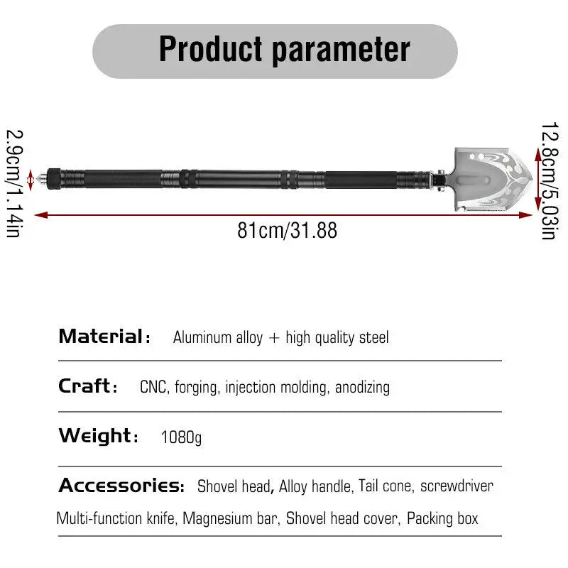 Multifunctional Shovel Ax Set Survival Kit Folding Tactical Hatchet Spade Tomahawk Portable