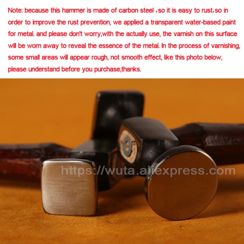 WUTA Leather Mallet Hammer Cobbler Hammer Carbon Steel Double Head Smooth Chasing Hammer