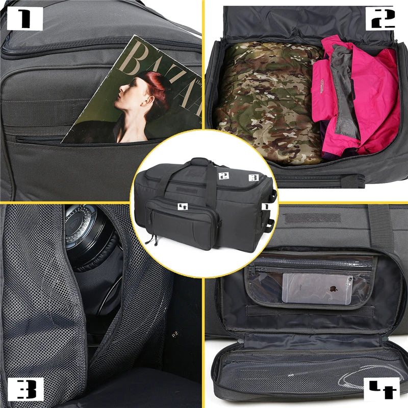 124L Large Capacity Outdoor Camping Travel Bag Large Trolley Case Waterproof Nylon Military Bag