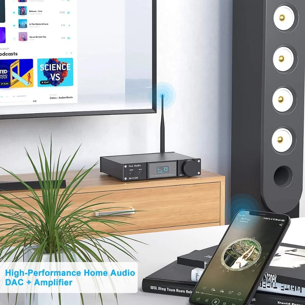 Fosi Audio DA2120C Bluetooth Amplifier 120W x2 Stereo HiFi 2.1 Channel Wireless Stream Class D