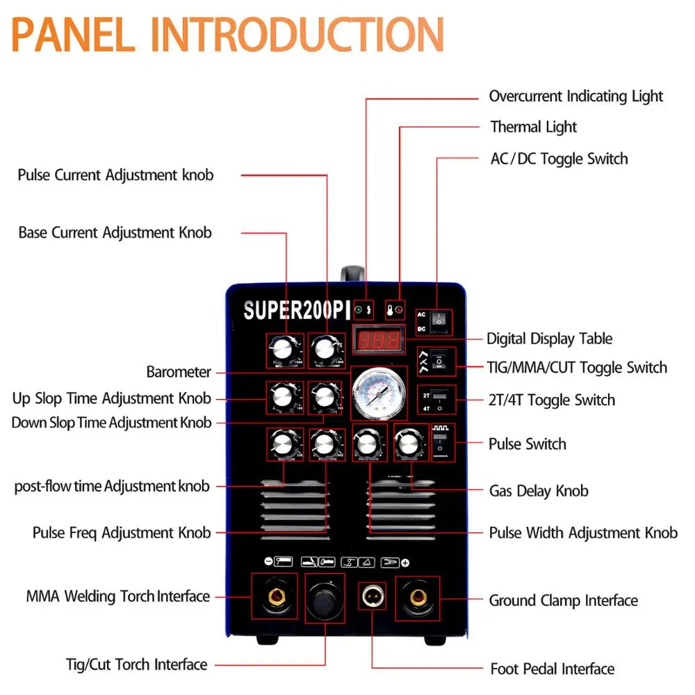 PlasmArgon IGBT Pulse TIG/MMA Aluminium Welder 200A AC/DC 7 in 1 /50A Plasma Cutter