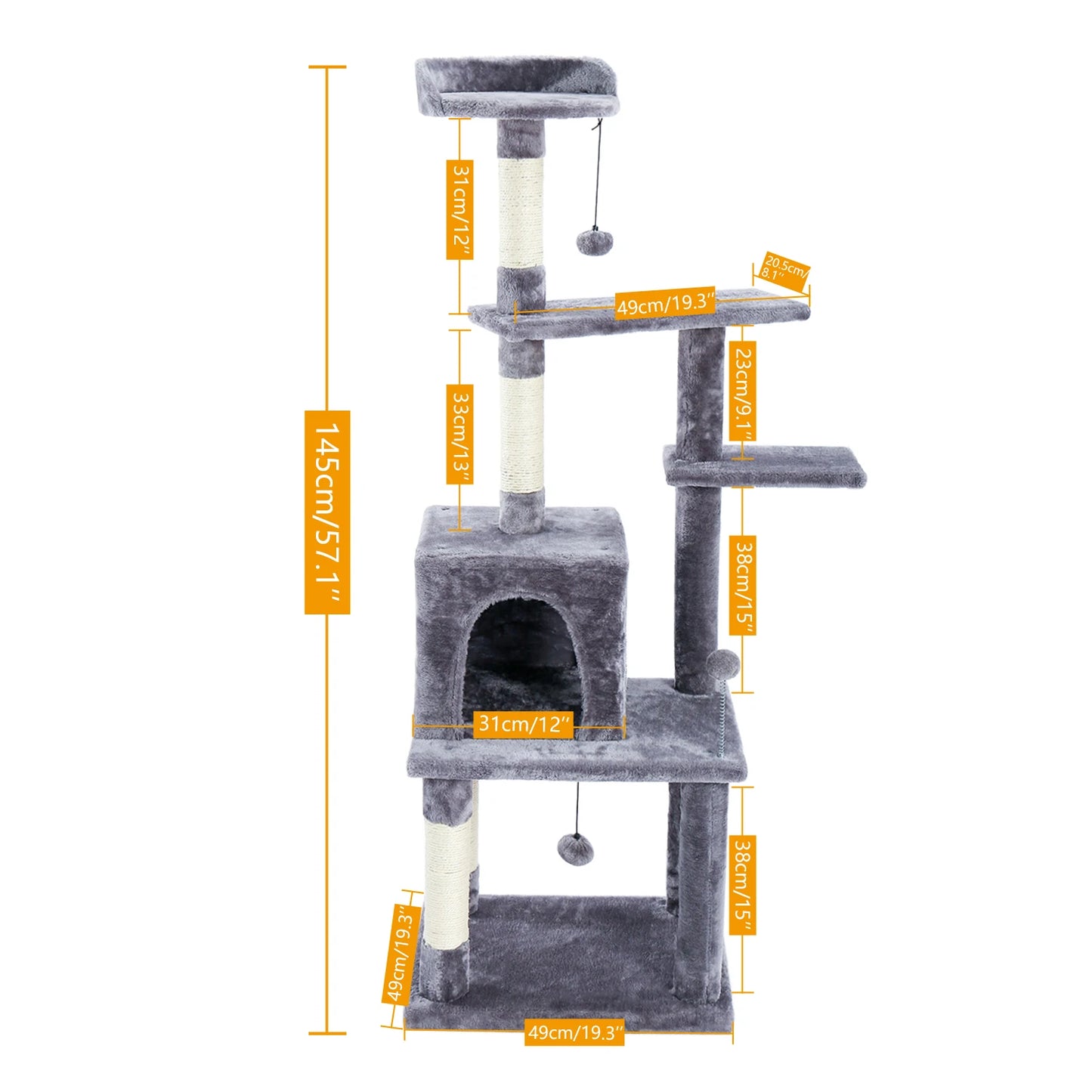 Cat Tree Tower House Condo Perch Entertainment Scratching for Kitten Multi-Level Tower