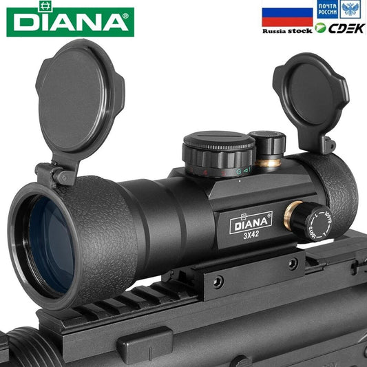 DIANA 3X44 Green Red Dot Sight Scope 1X40 & 3X42 Tactical Optics Riflescope Fit 11/20mm Rail 1X40