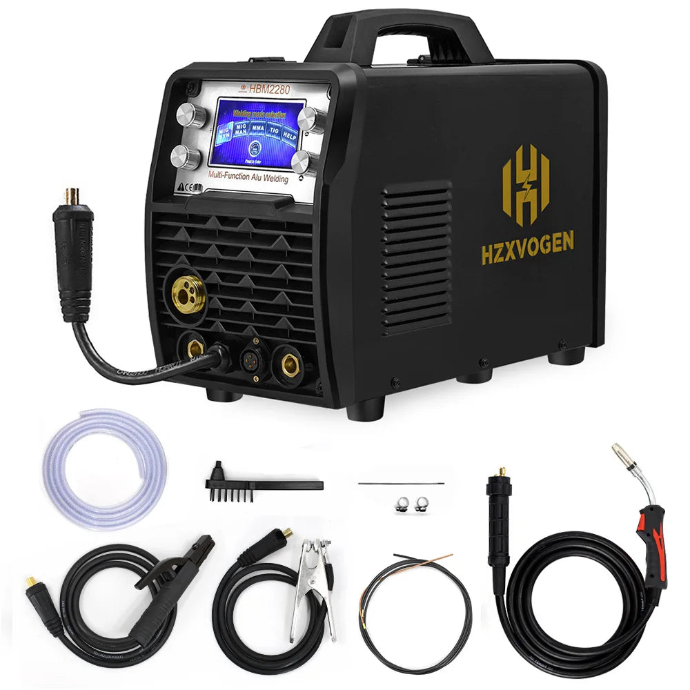 HZXVOGEN 4 In 1 HBM2280 200A Synergy Inverter Welder Gasless Gas MIG Aluminum ARC MMA Tig Tools