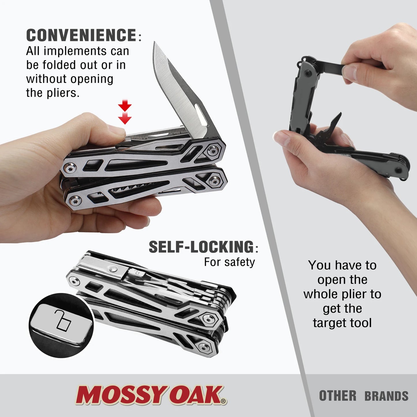 MOSSY OAK 21 in 1 Multi Function Pliers Stainless Steel Portable Pocket Knife with Sheath