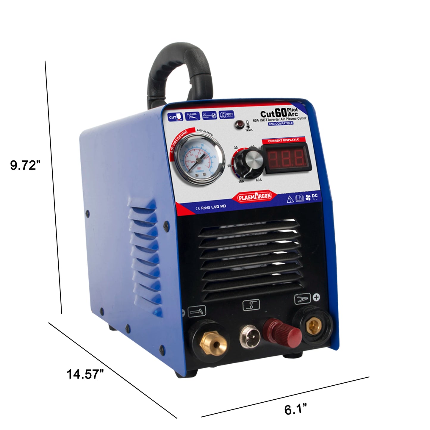 IGBT Non-HF Pilot Arc CUT60 Digital Control Plasma Cutter Dual Voltage 120V/240V,Work w/CNC Table