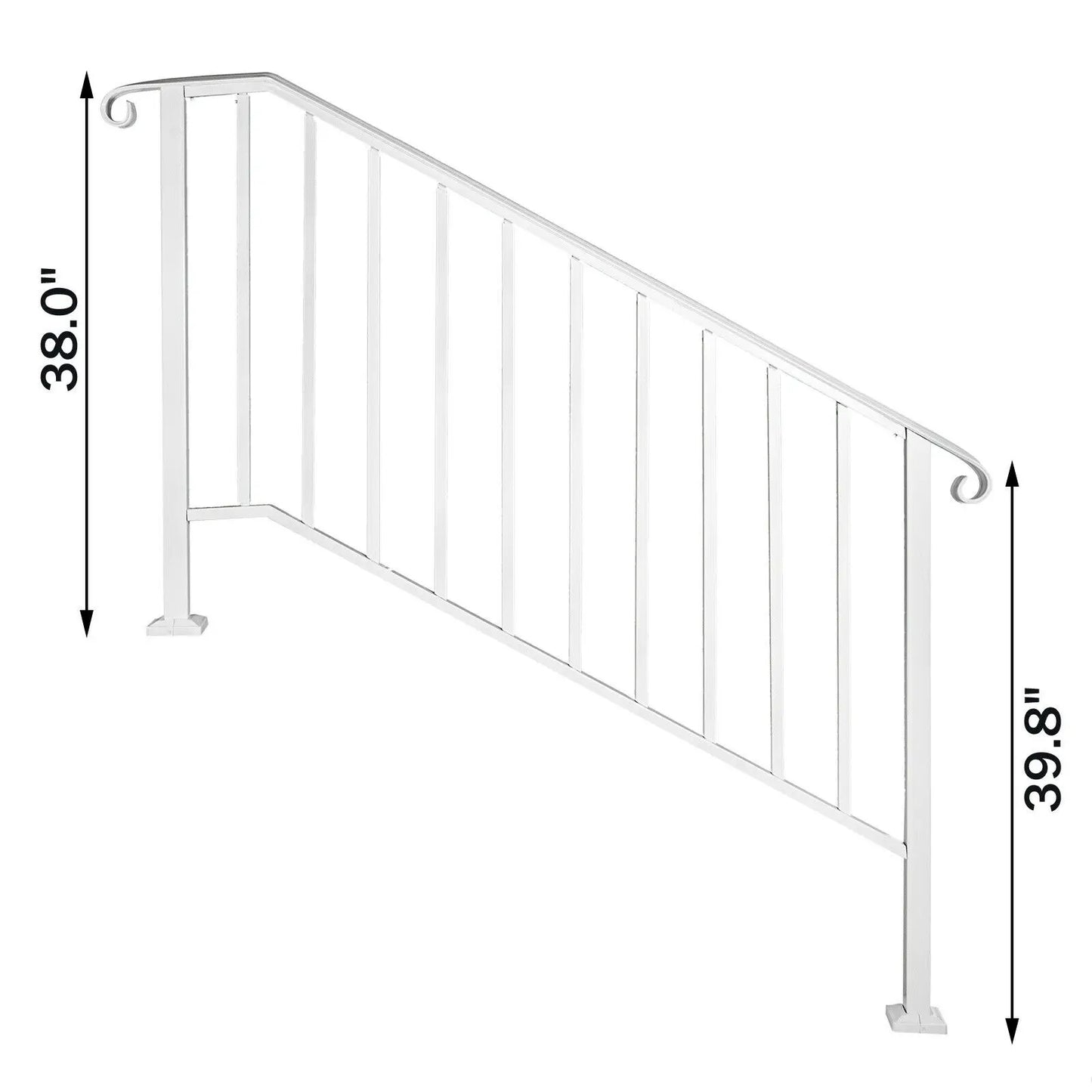 VEVOR Handrail Picket #1/2/3/4/5 Fits 1 to 5 Steps White Black Wrought Iron Stair handrail with Kit