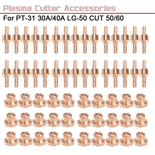 20/40/60 pcs Consumables Extended/Short Tip Electrodes-Nozzles /PT31 30A/40A LG-50 CUT 50/60 Cutter