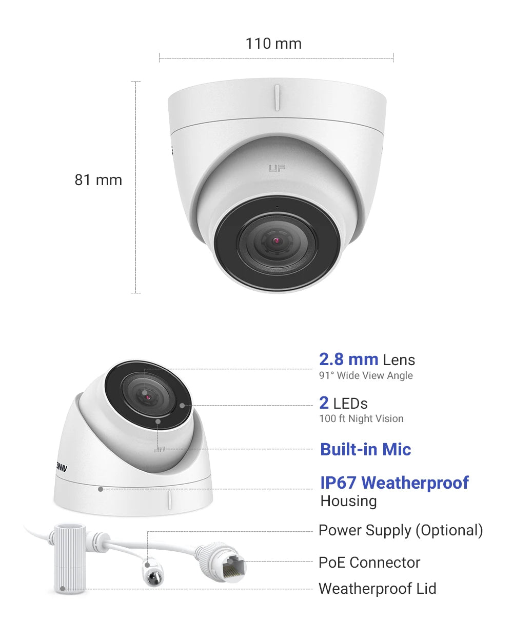 ANNKE 16CH FHD 5MP POE Video Security System H.265+ 8MP NVR With 16X 5MP Weatherproof Surveillance POE Cameras With Audio Record