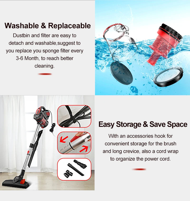 Wired Vacuum Cleaner INSE I5 Handheld Stick Vacuum with18Kpa 600W Powerful Suction Bagless Vacuum