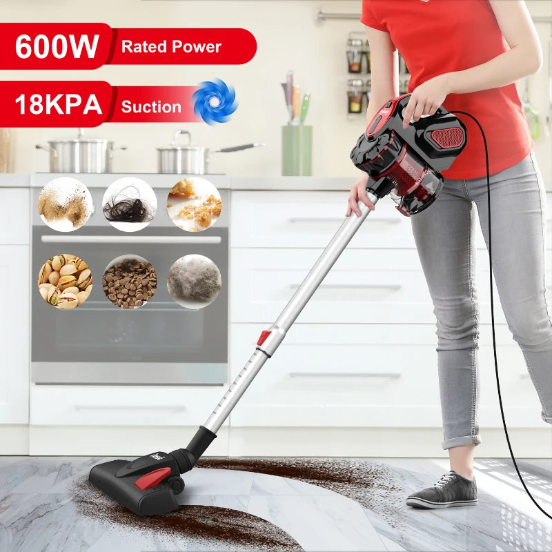 Vacuum Cleaner Corded 18Kpa Powerful Suction 600W Motor Handheld Vacuum Cleaner Multipurpose 3 in 1