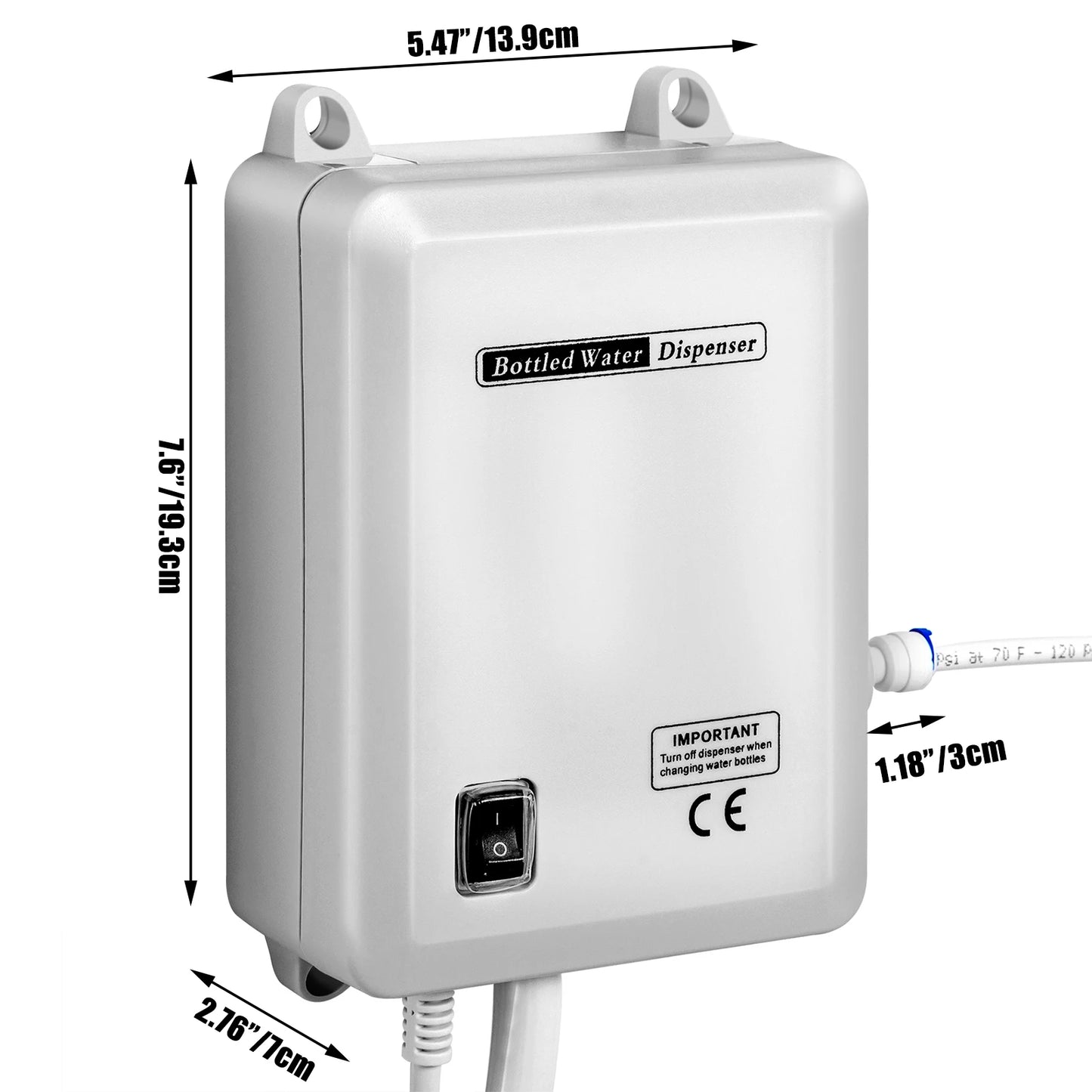 SucceBuy Bottled Water Dispensing Pump w/PE Pipe 1 Gal/MIN 40 PSI Coffee Tea Refrigerator Ice Maker