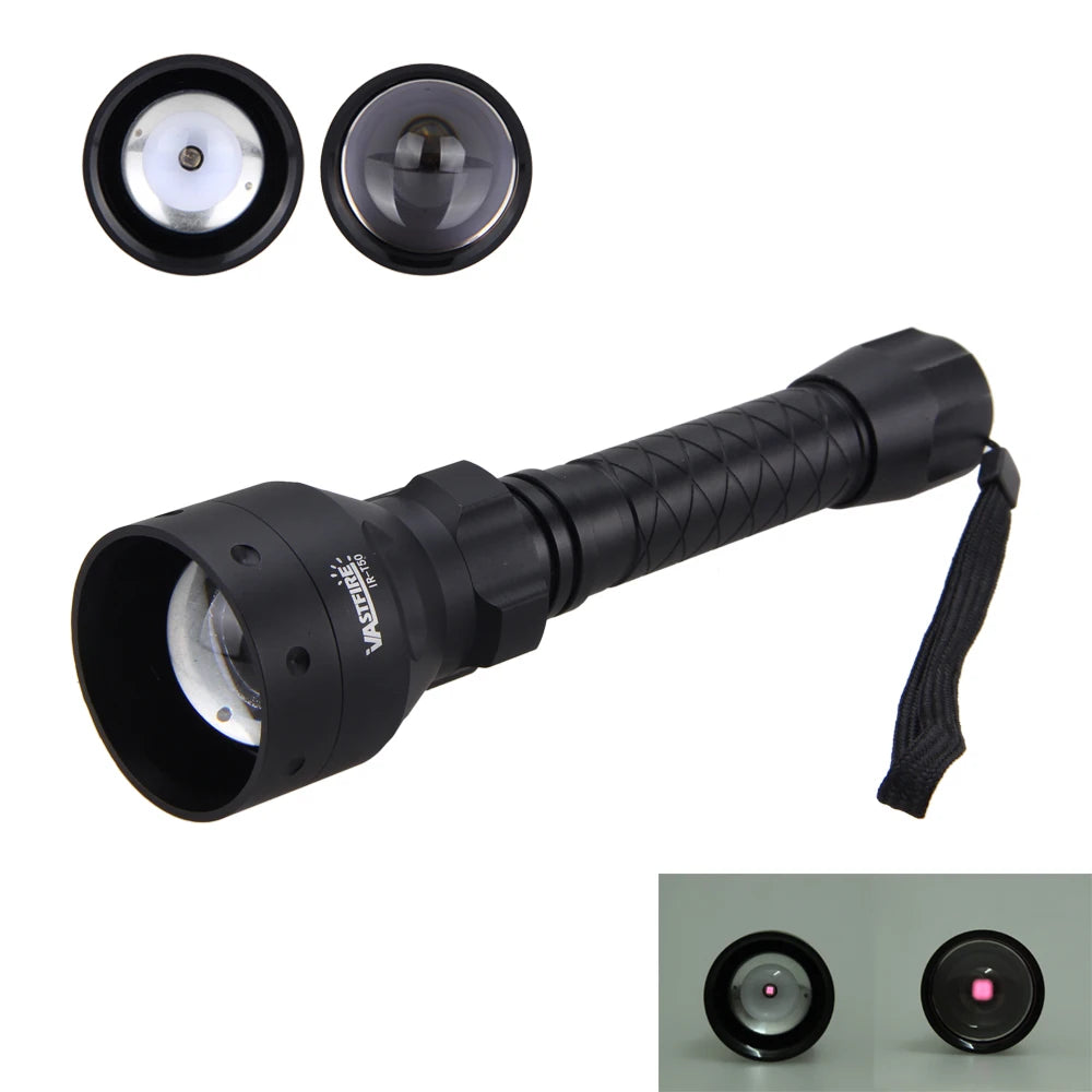 850nm IR Hunting T50 LED Infrared Night Vision Flashlight+25 MM Rifle Mount+2*18650 Battery+Charger