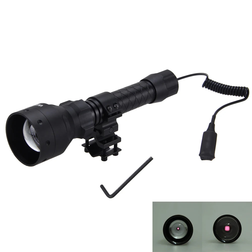 850nm IR Hunting T50 LED Infrared Night Vision Flashlight+25 MM Rifle Mount+2*18650 Battery+Charger