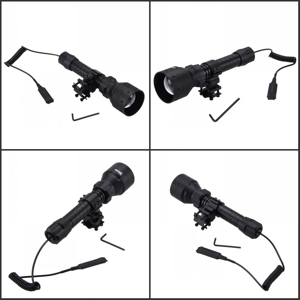 850nm IR Hunting T50 LED Infrared Night Vision Flashlight+25 MM Rifle Mount+2*18650 Battery+Charger