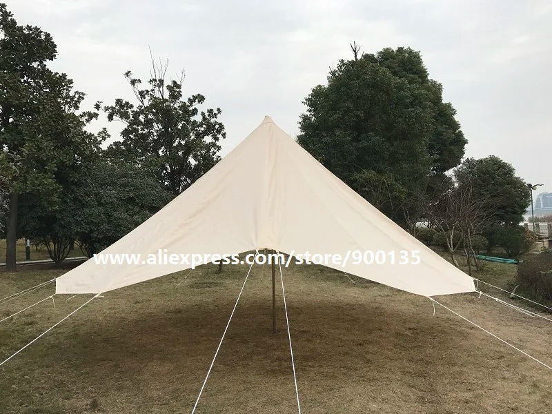 Luxury 4M Cotton Canvas Bell Tent With Stove Hole For 3-5 Persons Glamping