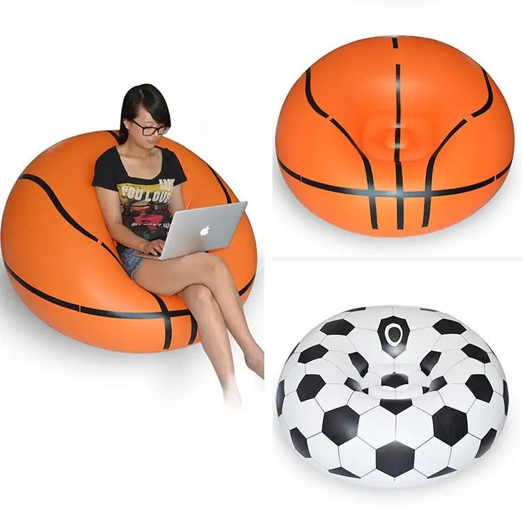 Waterproof PVC inflatable seat chairs,instant air filled bean bag chair,football and soccer ball