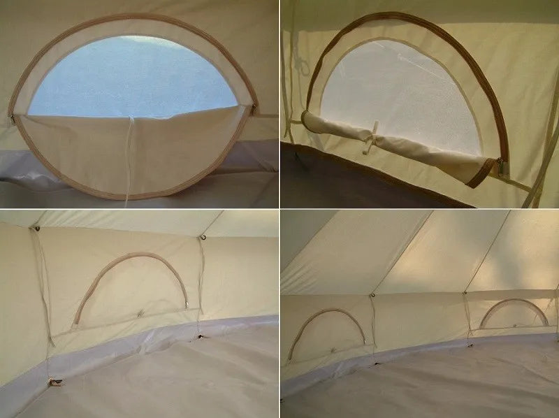 Luxury 4M Cotton Canvas Bell Tent With Stove Hole For 3-5 Persons Glamping