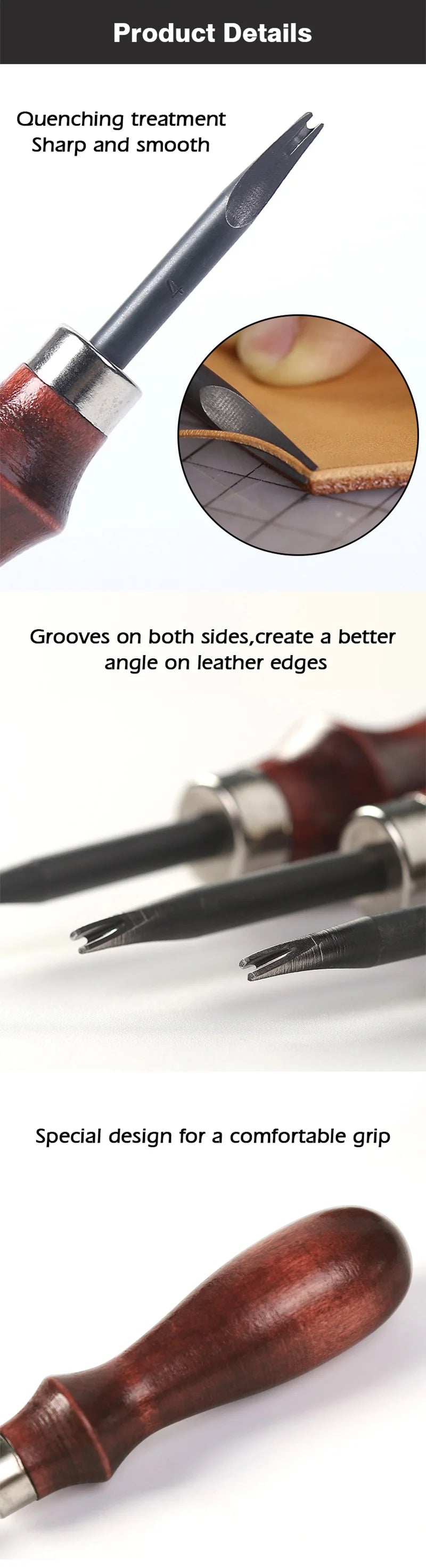 WUTA Sharp Leather Edge Beveler Edge Skiving Polishing Leather Tools /Belt Maker High Carbon Steel