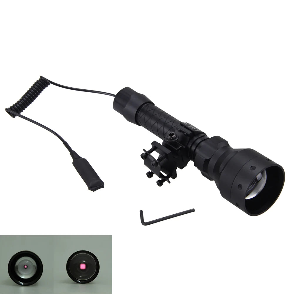 850nm IR Hunting T50 LED Infrared Night Vision Flashlight+25 MM Rifle Mount+2*18650 Battery+Charger