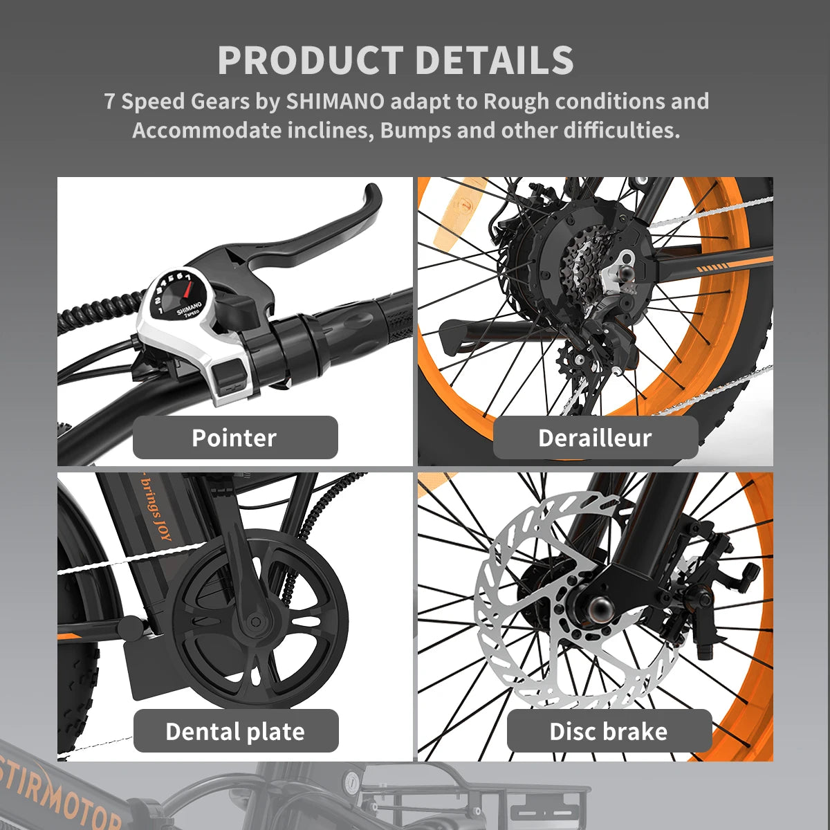 AOSTIRMOTOR 500W Ebike Folding Lithium Battery 36V 13Ah Electric Bicycle 20" Fat Tire Mini Bafang