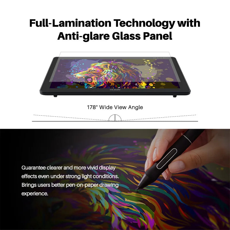 21.5" Huion Graphics Tablet Monitor Kamvas 22 Plus RGB Drawing Tablet Support Linux MacOS Android