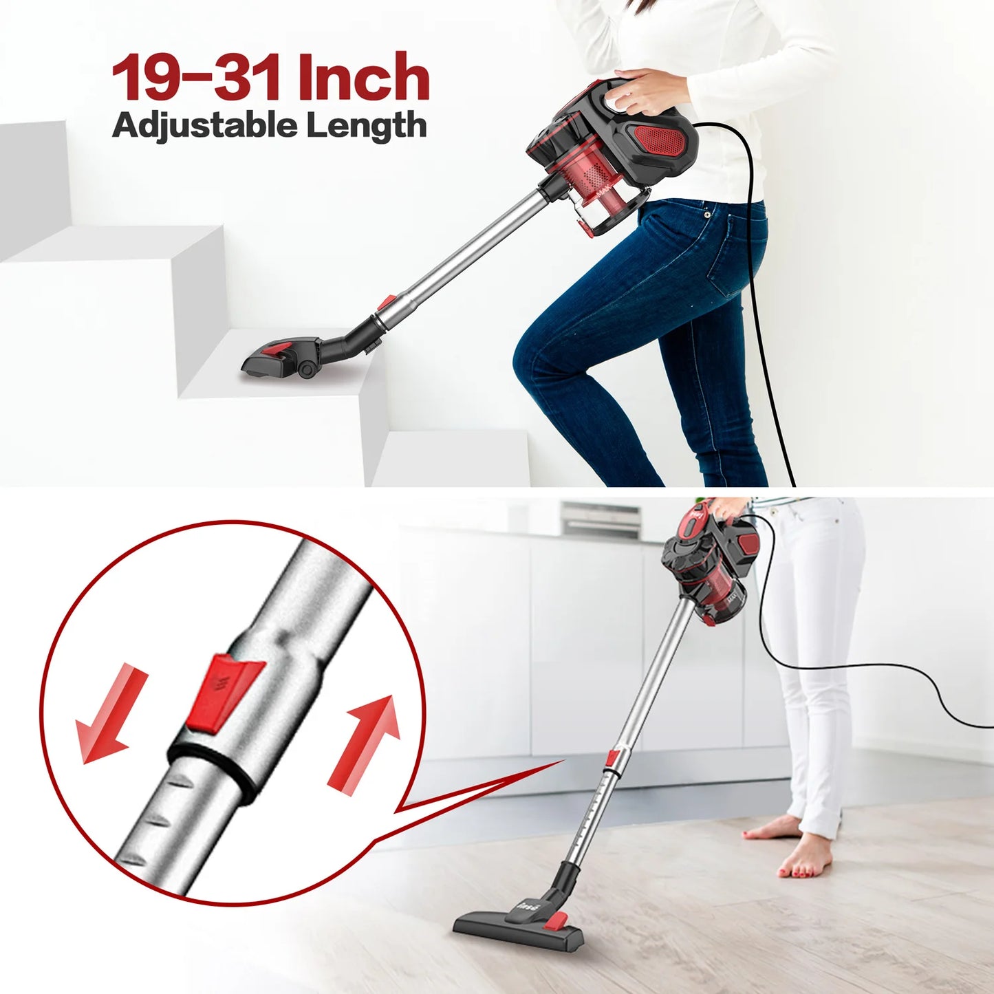 Vacuum Cleaner Corded 18Kpa Powerful Suction 600W Motor Handheld Vacuum Cleaner Multipurpose 3 in 1