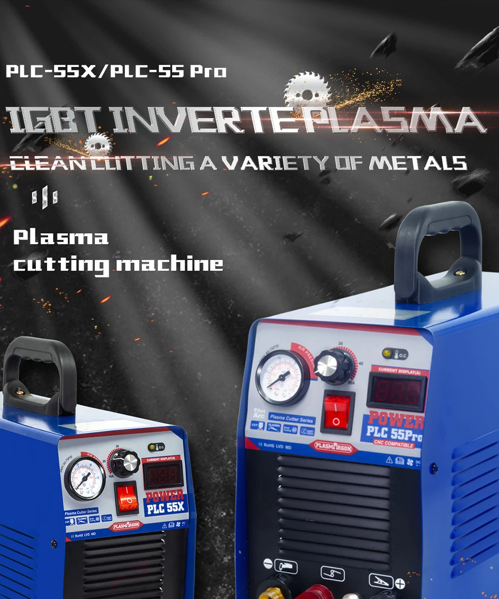 CUT55P Plasma Cutter IGBT 110V/220V Inverter DC 55 Amp NON-Contact Cutting 1-14MM Metal Pilot Arc