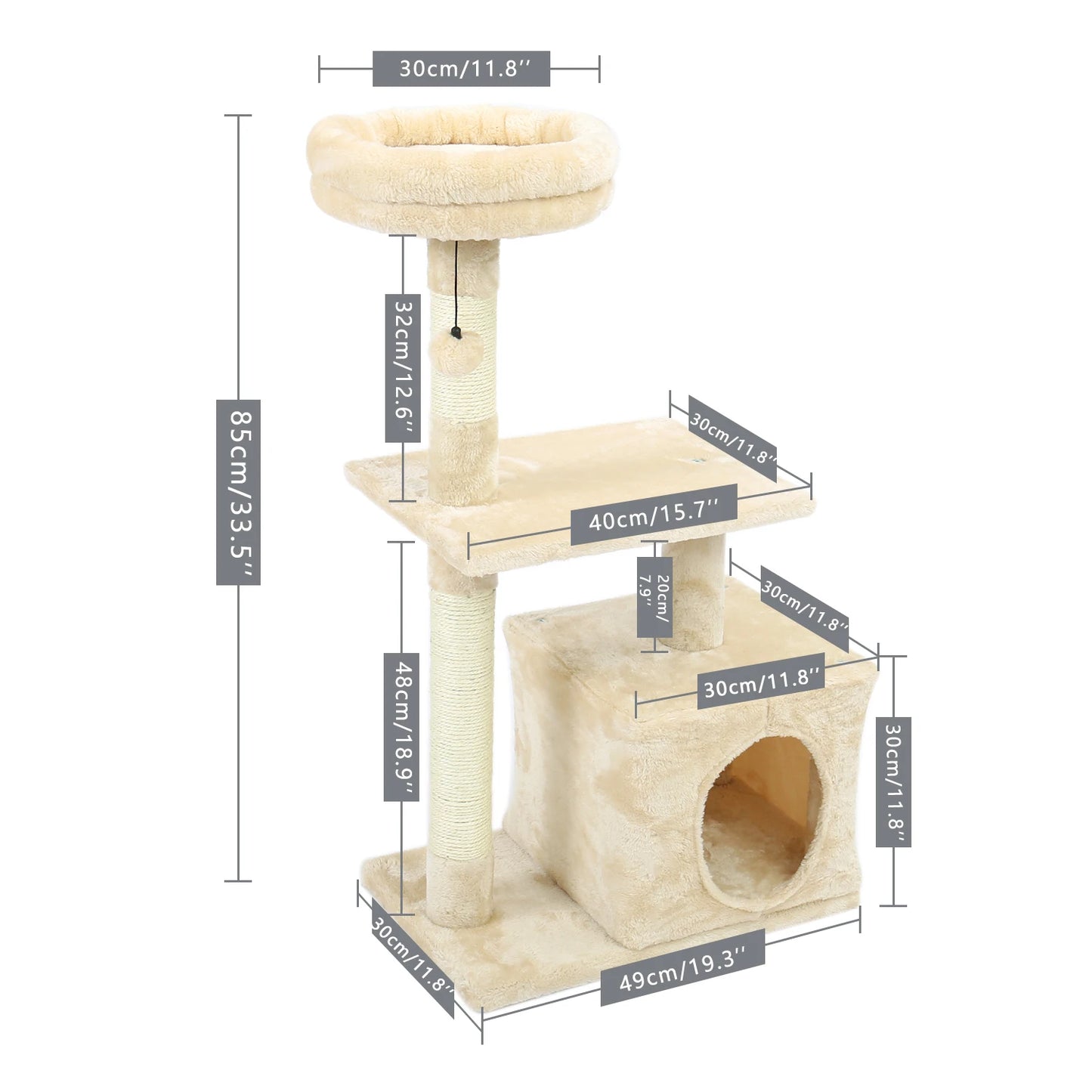 Cat Tree Tower House Condo Perch Entertainment Scratching for Kitten Multi-Level Tower