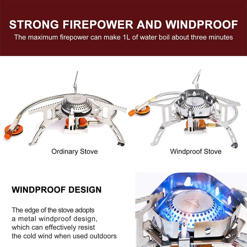 Widesea Camping Wind Proof Gas Burner Outdoor Strong Fire Stove Heater