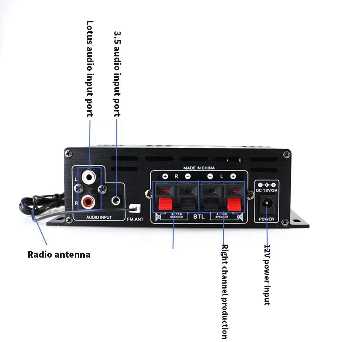 AK380 Power Amplifier Audio Karaoke Home Theater Amplifier 2 Channel Bluetooth USB/SD AUX