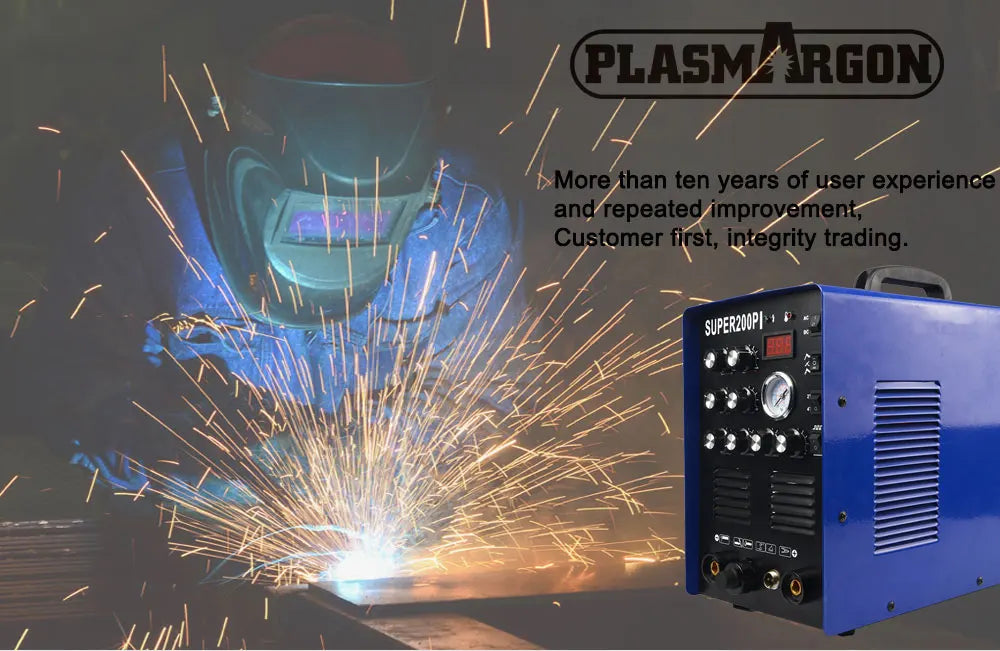 PlasmArgon IGBT Pulse TIG/MMA Aluminium Welder 200A AC/DC 7 in 1 /50A Plasma Cutter