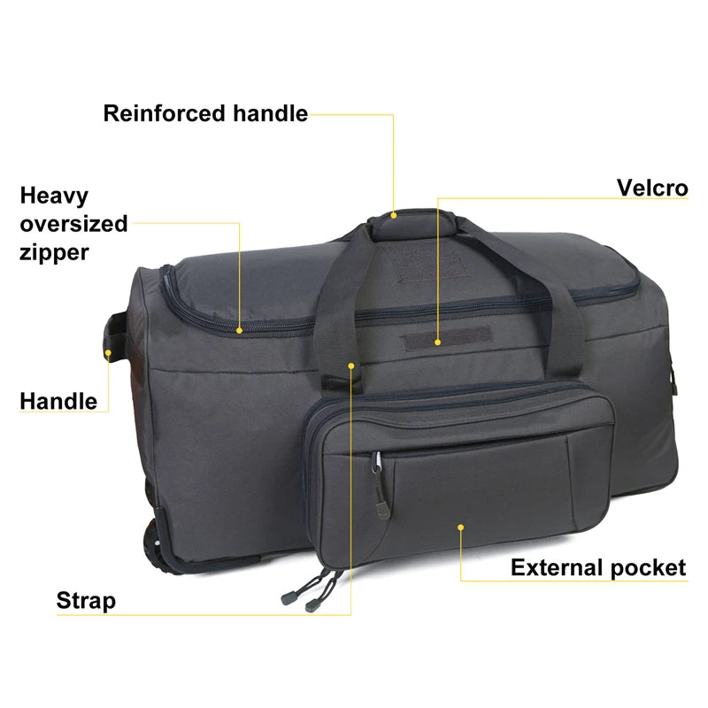 124L Large Capacity Outdoor Camping Travel Bag Large Trolley Case Waterproof Nylon Military Bag