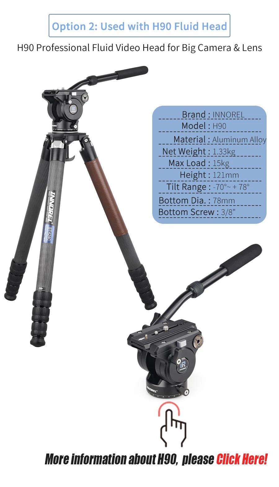 INNOREL ST424C Carbon Fiber Tripod Monopod /DSLR Camera Camcorder w/ 75mm Bowl Adapter 42.4mm Tube