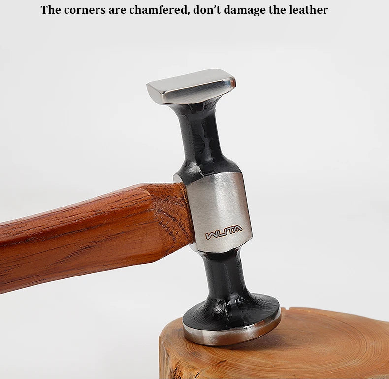 WUTA Leather Mallet Hammer Cobbler Hammer Carbon Steel Double Head Smooth Chasing Hammer