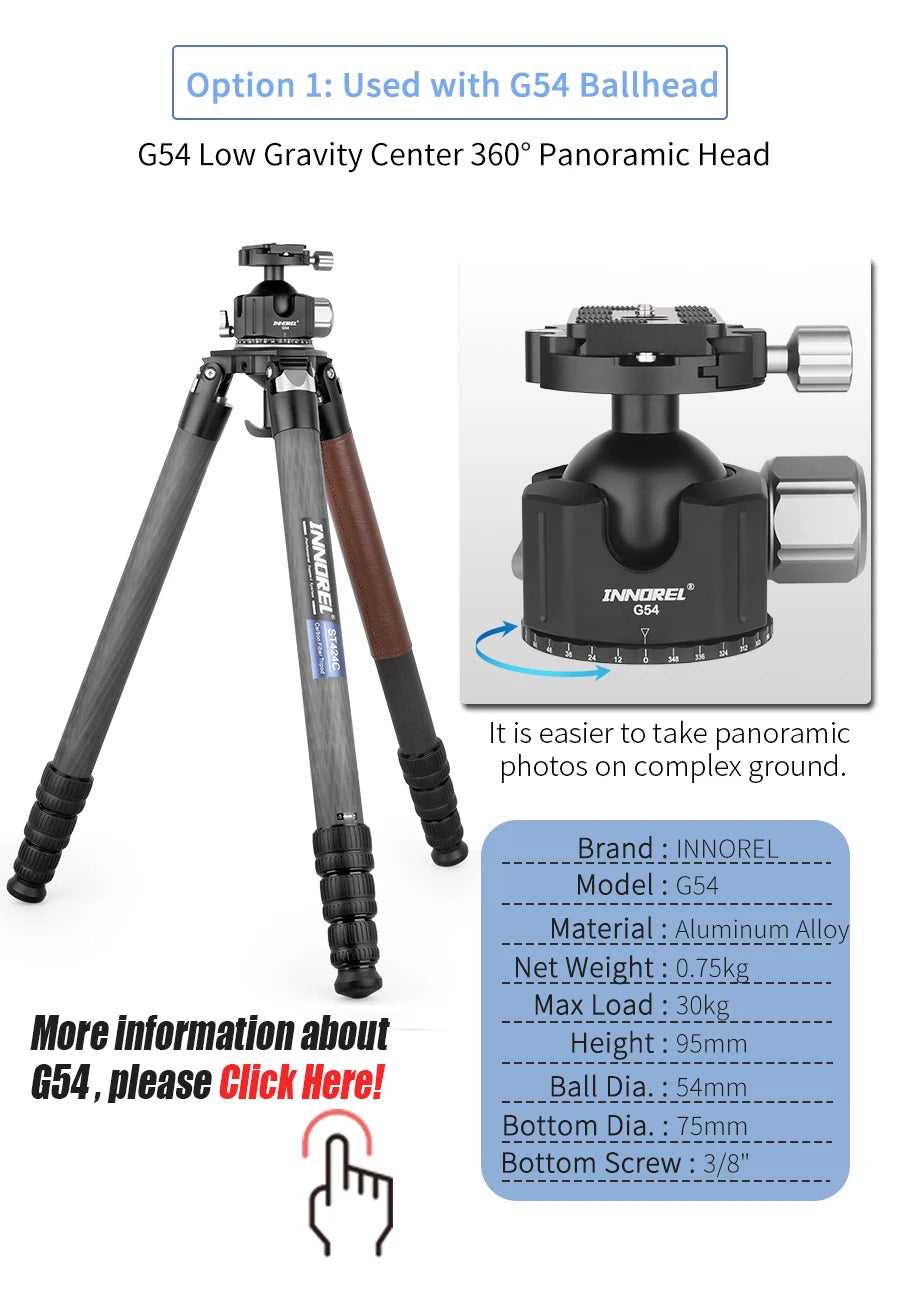 INNOREL ST424C Carbon Fiber Tripod Monopod /DSLR Camera Camcorder w/ 75mm Bowl Adapter 42.4mm Tube