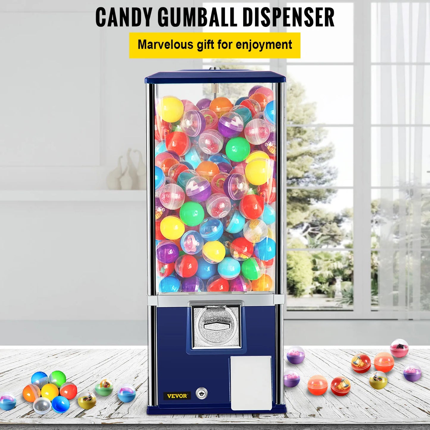 VEVOR 25" Vending Machine Candy Gumball Machine Huge Load Capacity Gumball Bank, Candy, 25 cent Coin