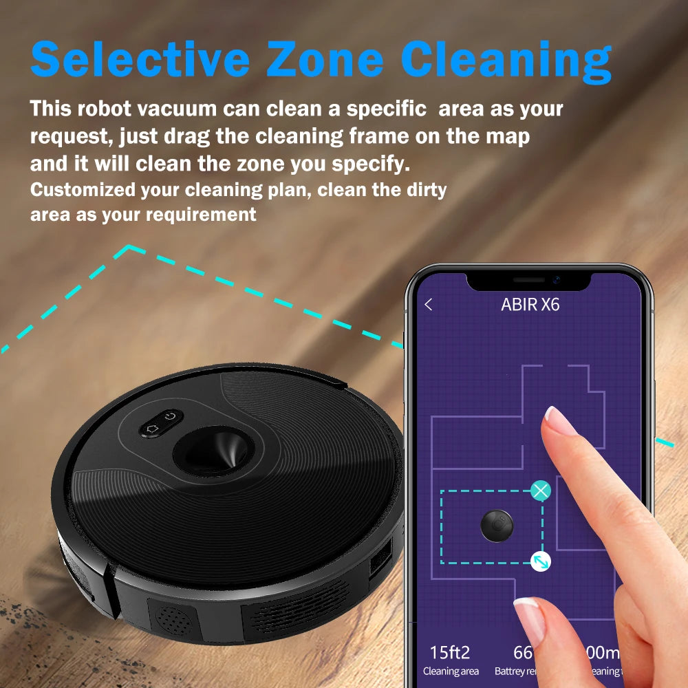 Robot Vacuum Cleaner ABIR X6 , 6000PA Suction, Smart Eye System,Smart Home Appliance