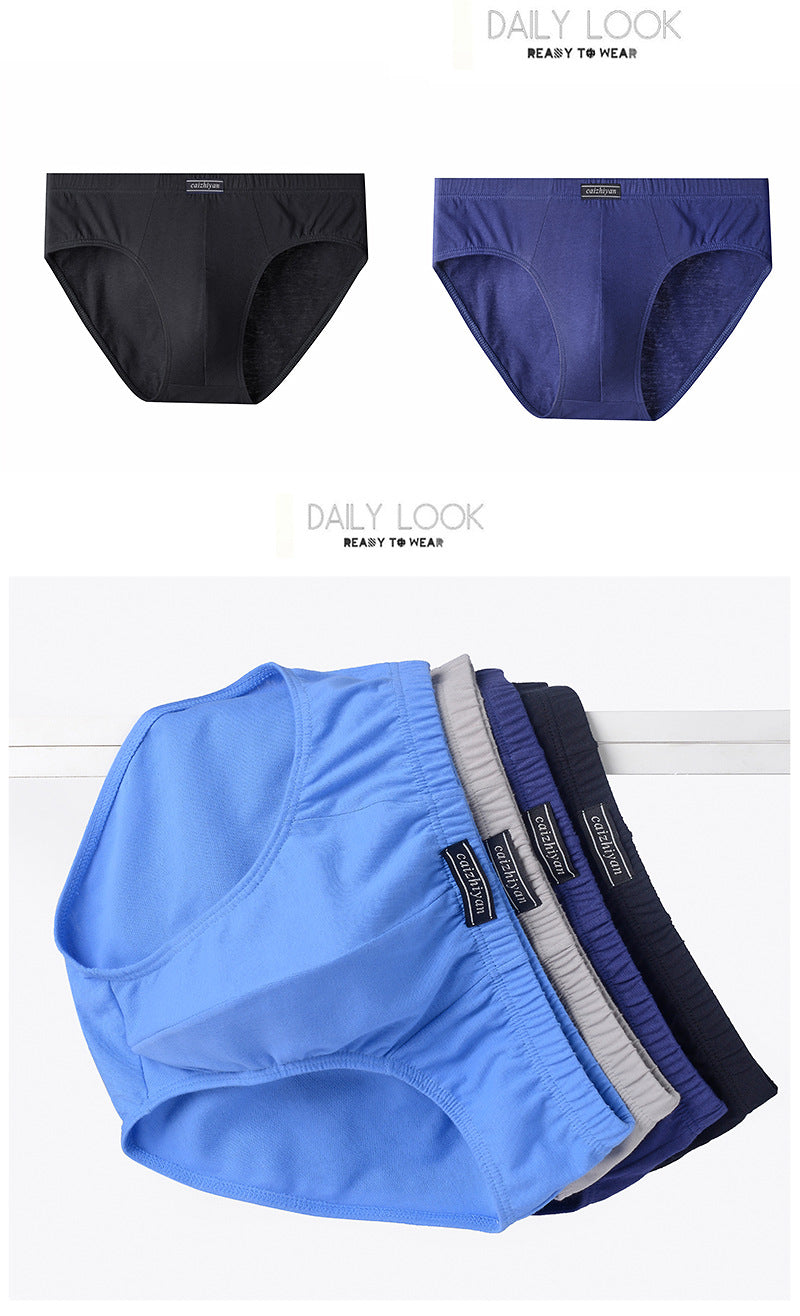 Carefully Selected Pure Cotton Men's Underwear Plus Size Briefs Breathable Sweat-Absorbent Wholesale