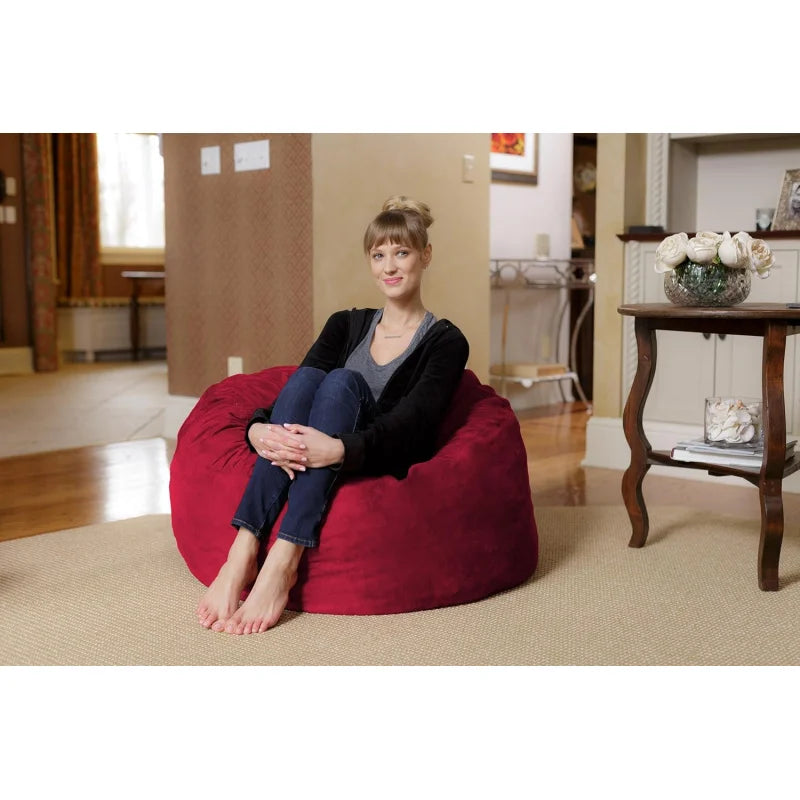 Foam Bean Bag Chair, 3-Feet, Cinnabar Micro Suede