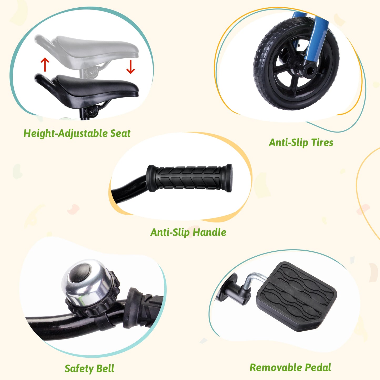 Toddlers Tricycle for 2/3/4/5 Years Old Boy&Girl with Detachable Pedal And Training Wheel Baby Gift