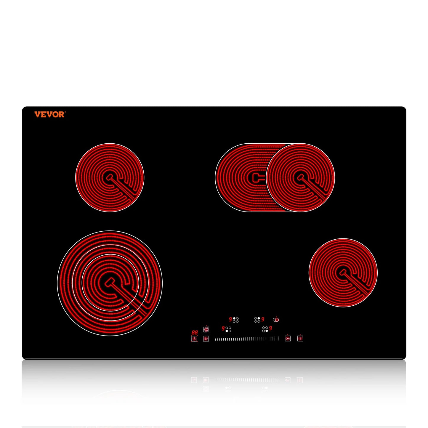 SucceBuy 2/4/5 Burners Built-in Induction Stove Top 12/24/30" Ceramic Glass Electric Cooktop