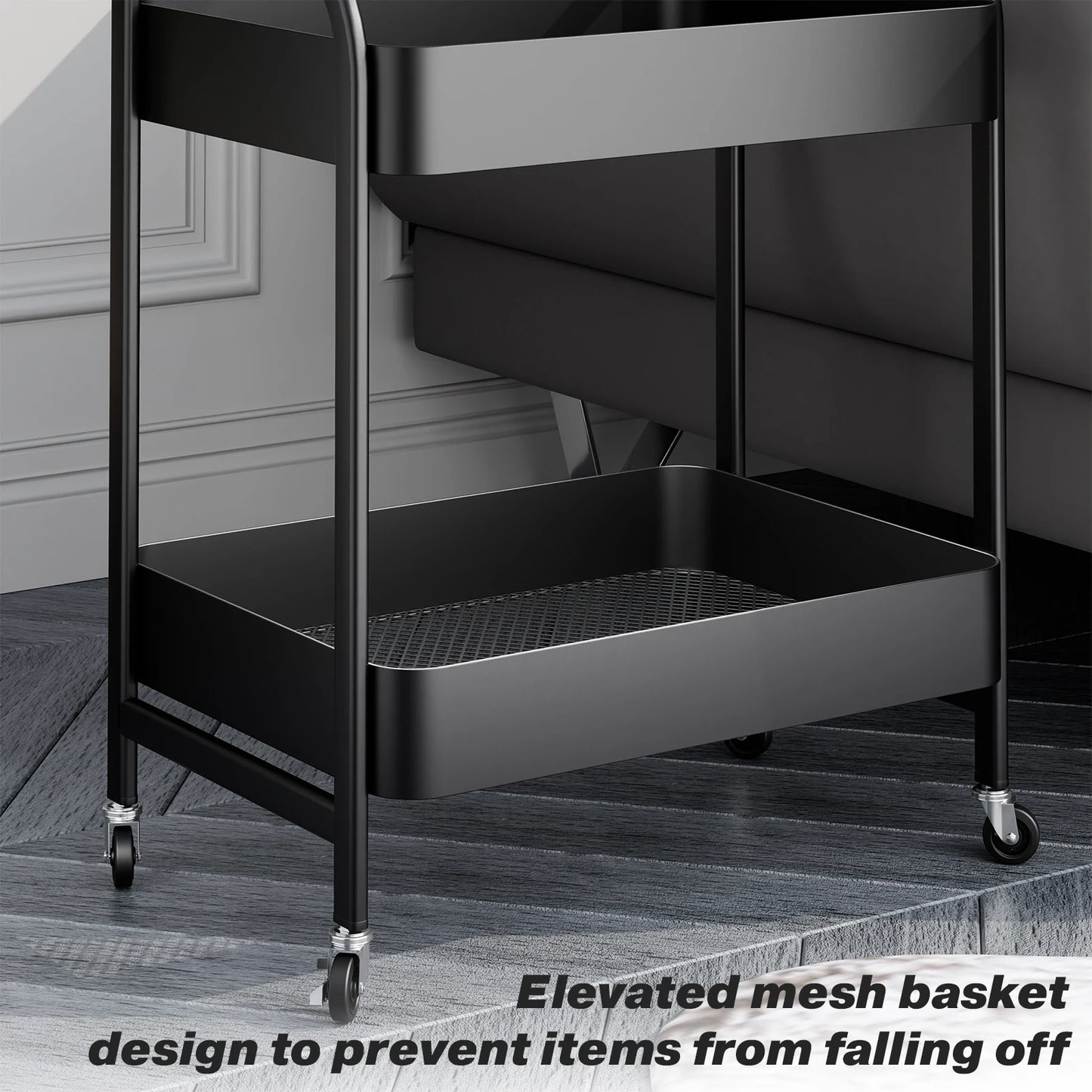 3 Tiers Trolley Rack Kitchen Bedroom Mobile Bathroom Basket/Storage Rack Microwave