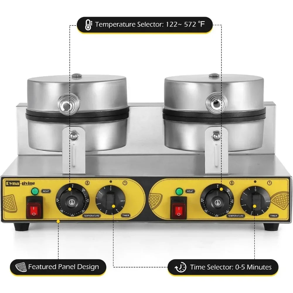 400W Non-Stick Commercial Waffle Maker Stainless Steel Waffle Iron Mac