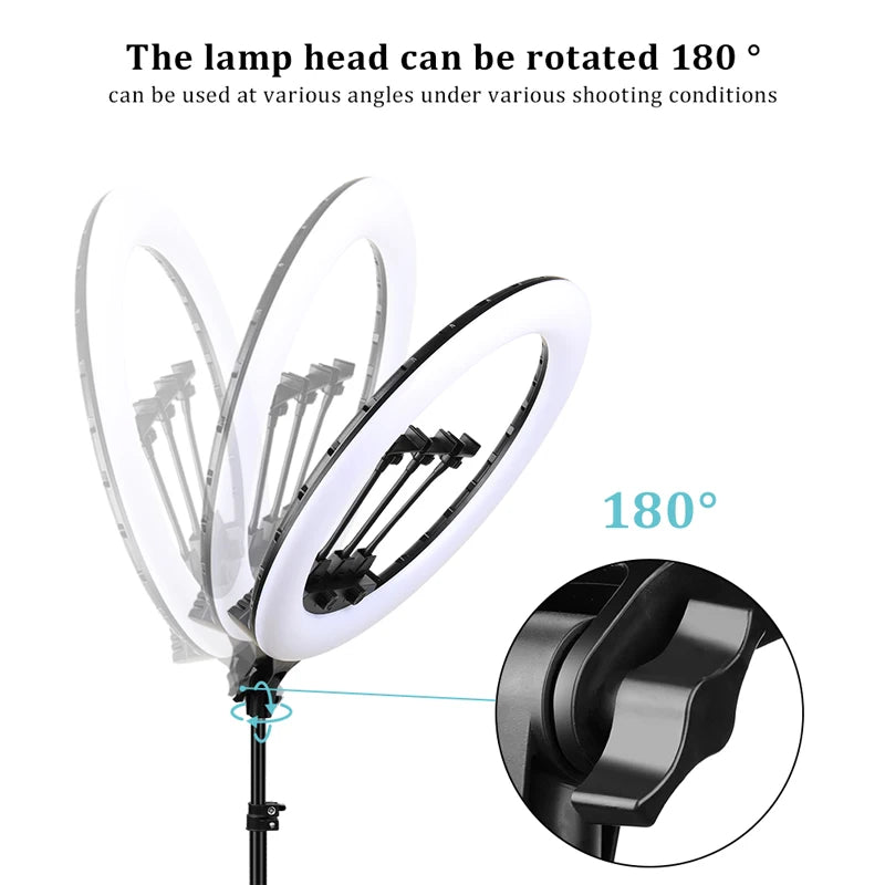 22" LED Light Rings 3200-6500K Color Temperature 0-100% Brightness W/2M Power Lamp For Makeup/Photo