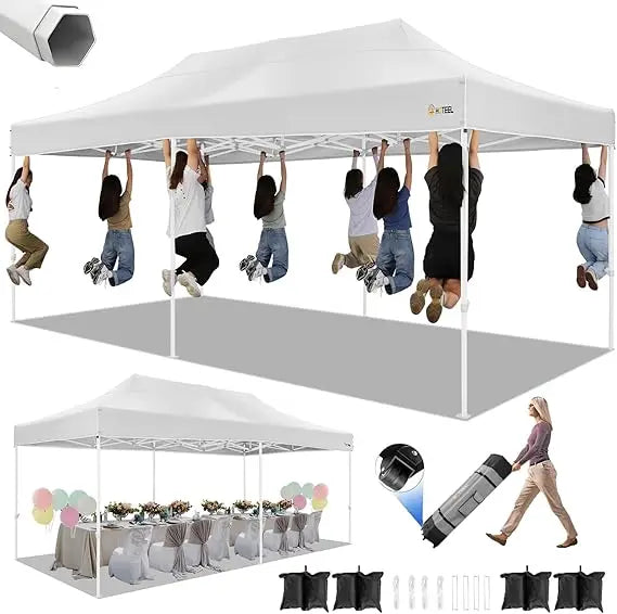 HOTEEL 10x20 Pop up Canopy Tent, Heavy Duty Easy Setup Tent Without Sidewalls